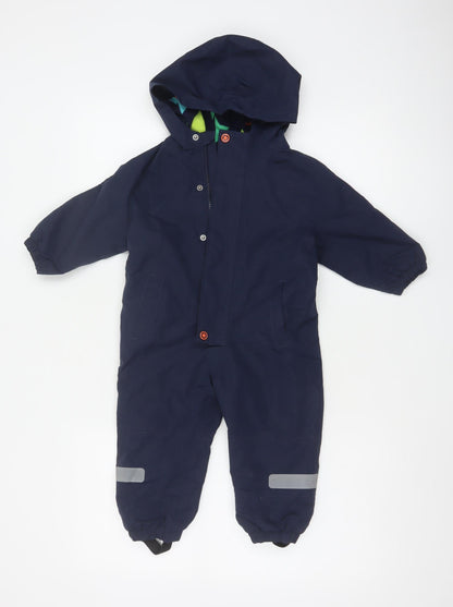 F&F Unisex Baby Navy 12-18 Months Hooded Padded Ski Snowsuit