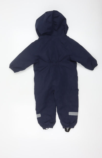 F&F Unisex Baby Navy 12-18 Months Hooded Padded Ski Snowsuit