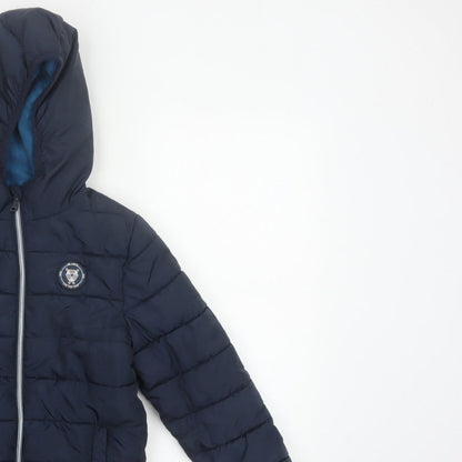 Studio Boys Blue 7-8 Years Hooded Puffer Jacket Quilted Fleece Lined