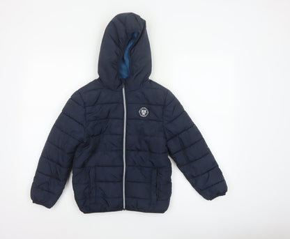 Studio Boys Blue 7-8 Years Hooded Puffer Jacket Quilted Fleece Lined