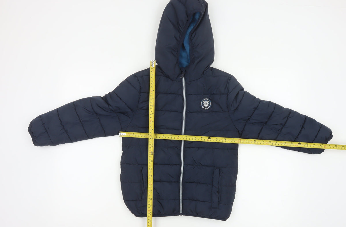 Studio Boys Blue 7-8 Years Hooded Puffer Jacket Quilted Fleece Lined