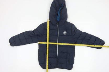 Studio Boys Blue 7-8 Years Hooded Puffer Jacket Quilted Fleece Lined