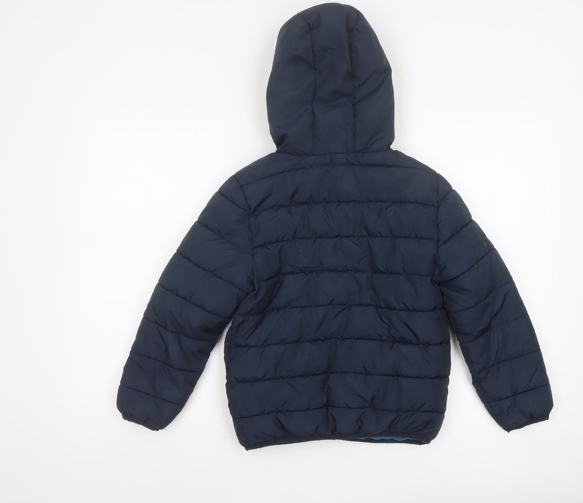Studio Boys Blue 7-8 Years Hooded Puffer Jacket Quilted Fleece Lined