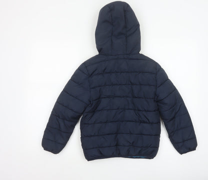 Studio Boys Blue 7-8 Years Hooded Puffer Jacket Quilted Fleece Lined