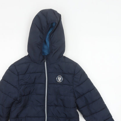 Studio Boys Blue 7-8 Years Hooded Puffer Jacket Quilted Fleece Lined