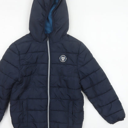 Studio Boys Blue 7-8 Years Hooded Puffer Jacket Quilted Fleece Lined