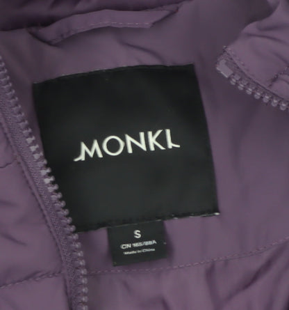 Monki Women Purple S Cropped Hooded Quilted Puffer Jacket