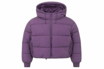 Monki Women Purple S Cropped Hooded Quilted Puffer Jacket