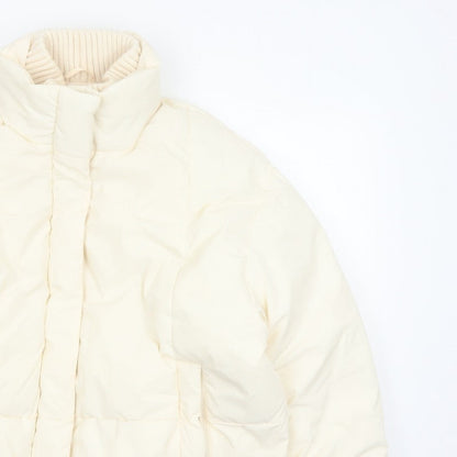 Primark Cares Women Ivory L Puffer Jacket Quilted Winter Full Zip