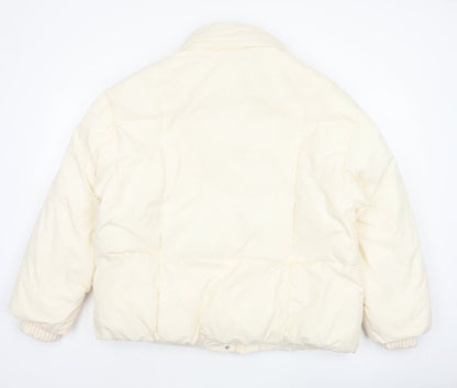 Primark Cares Women Ivory L Puffer Jacket Quilted Winter Full Zip