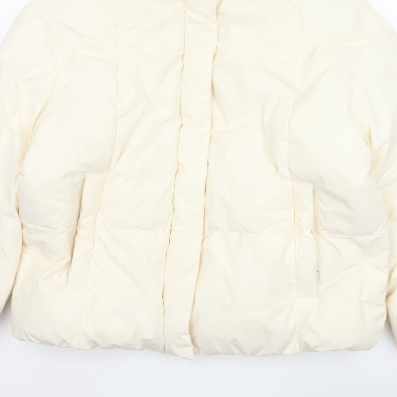 Primark Cares Women Ivory L Puffer Jacket Quilted Winter Full Zip