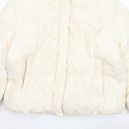 Primark Cares Women Ivory L Puffer Jacket Quilted Winter Full Zip