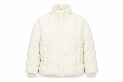Primark Cares Women Ivory L Puffer Jacket Quilted Winter Full Zip