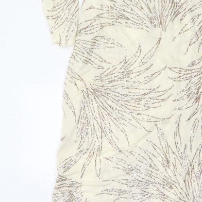 Jin Fizz Women Ivory UK 14 Vintage Sequin V-Neck Midi Sheath Dress