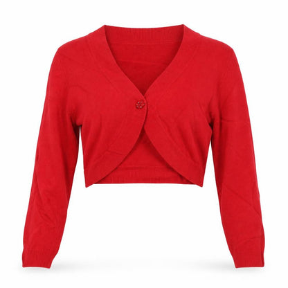L.K. Bennett Women Red M V-Neck Beaded Button Knit Cardigan