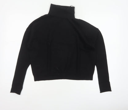 COS Women Black Wool Roll Neck Raglan Knit Pullover Jumper L