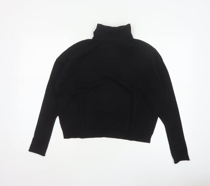 COS Women Black Wool Roll Neck Raglan Knit Pullover Jumper L
