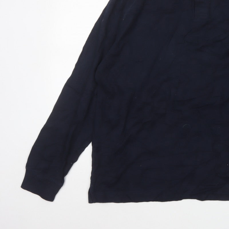 Marks & Spencer Men’s Navy M Long Sleeve Cotton Polo Denim Collar