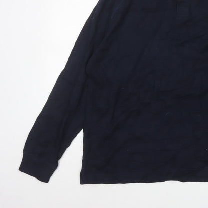 Marks & Spencer Men’s Navy M Long Sleeve Cotton Polo Denim Collar