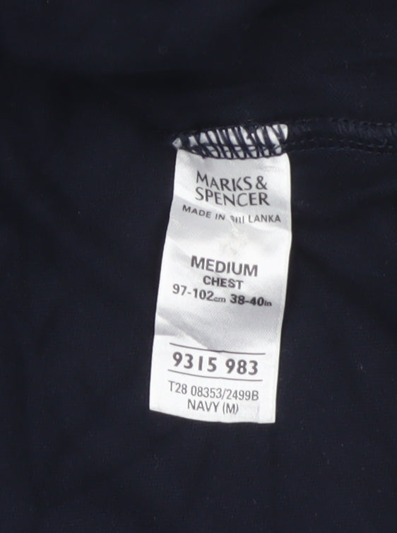 Marks & Spencer Men’s Navy M Long Sleeve Cotton Polo Denim Collar