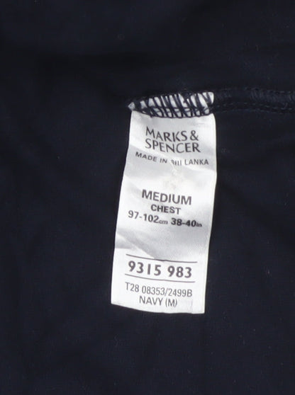 Marks & Spencer Men’s Navy M Long Sleeve Cotton Polo Denim Collar