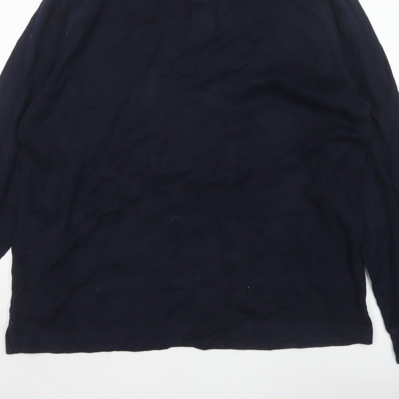 Marks & Spencer Men’s Navy M Long Sleeve Cotton Polo Denim Collar