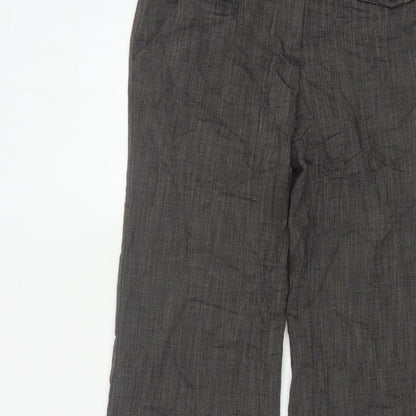 Monsoon Women Grey UK 10 Straight Herringbone Tailored Trousers