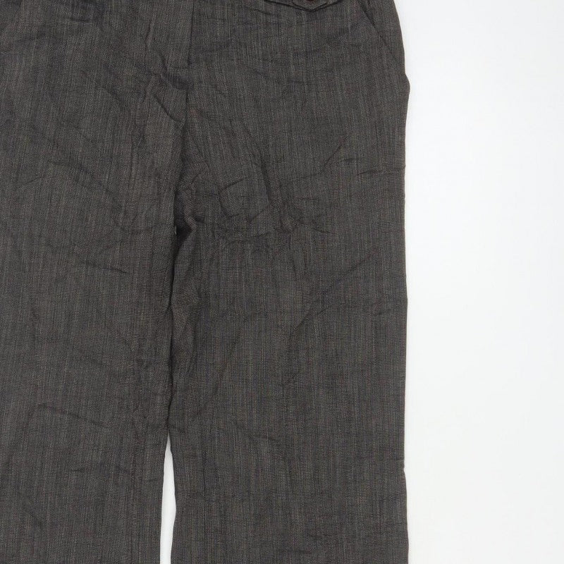 Monsoon Women Grey UK 10 Straight Herringbone Tailored Trousers