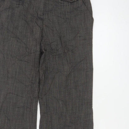 Monsoon Women Grey UK 10 Straight Herringbone Tailored Trousers