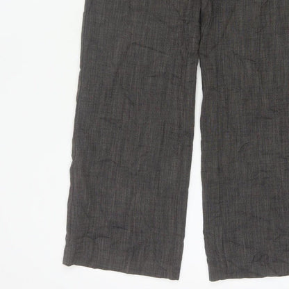 Monsoon Women Grey UK 10 Straight Herringbone Tailored Trousers