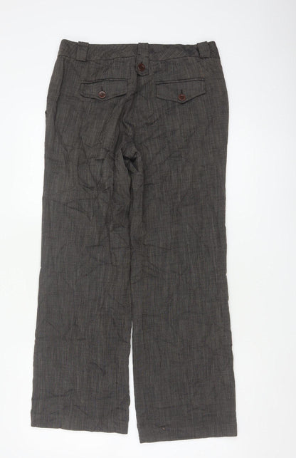 Monsoon Women Grey UK 10 Straight Herringbone Tailored Trousers