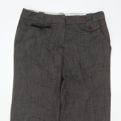 Monsoon Women Grey UK 10 Straight Herringbone Tailored Trousers
