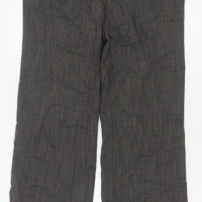 Monsoon Women Grey UK 10 Straight Herringbone Tailored Trousers