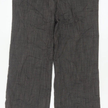 Monsoon Women Grey UK 10 Straight Herringbone Tailored Trousers