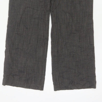 Monsoon Women Grey UK 10 Straight Herringbone Tailored Trousers