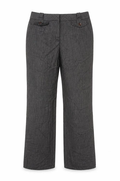 Monsoon Women Grey UK 10 Straight Herringbone Tailored Trousers