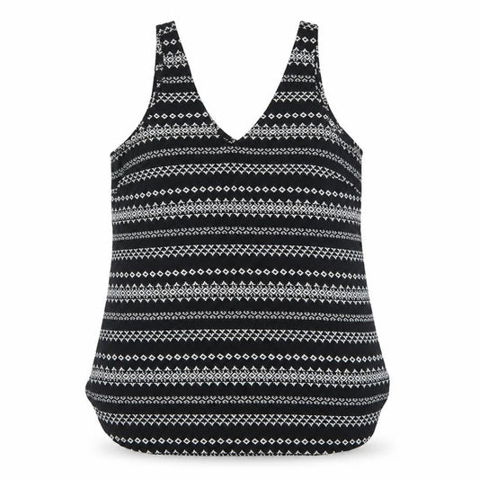 Gap Women Black L Geometric Aztec V-Neck Wide Strap Tank Top