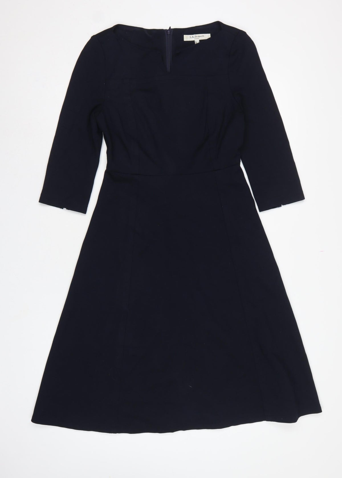 L.K.Bennett Women Blue UK 8 Fit & Flare Midi 3/4 Sleeve Dress