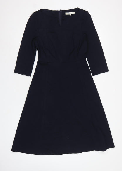 L.K.Bennett Women Blue UK 8 Fit & Flare Midi 3/4 Sleeve Dress