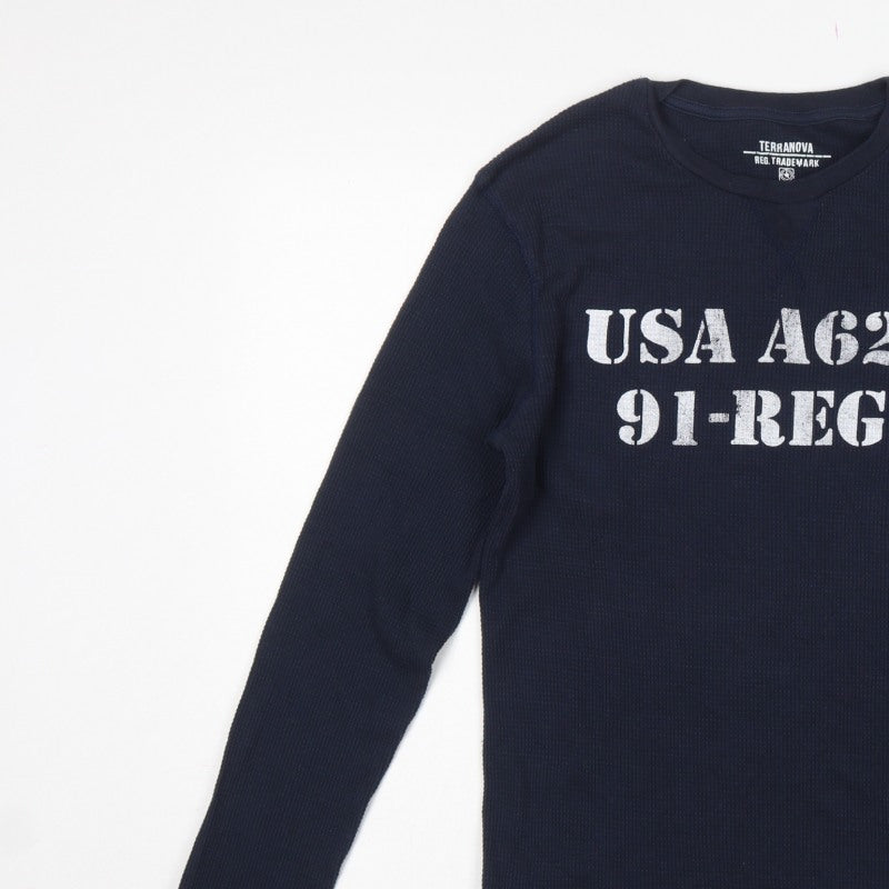 Terranova Mens Blue M USA Army Graphic Long Sleeve Pyjama Top