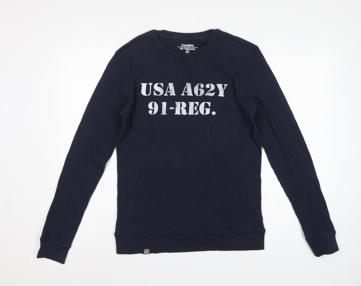 Terranova Mens Blue M USA Army Graphic Long Sleeve Pyjama Top