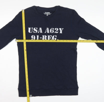 Terranova Mens Blue M USA Army Graphic Long Sleeve Pyjama Top