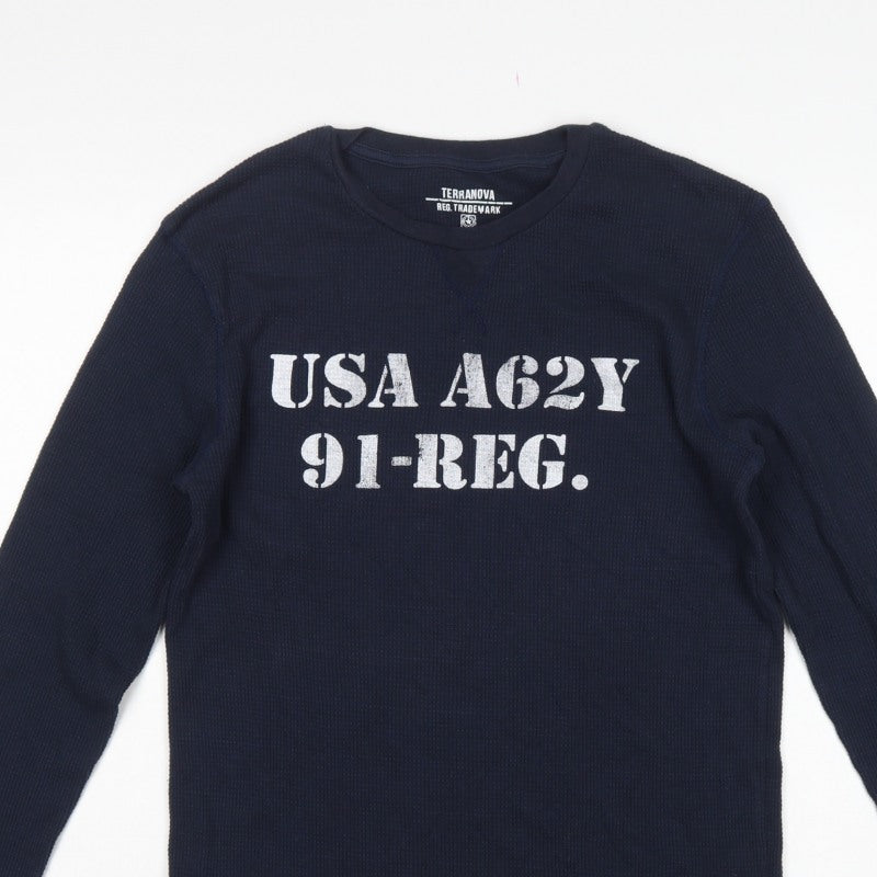 Terranova Mens Blue M USA Army Graphic Long Sleeve Pyjama Top