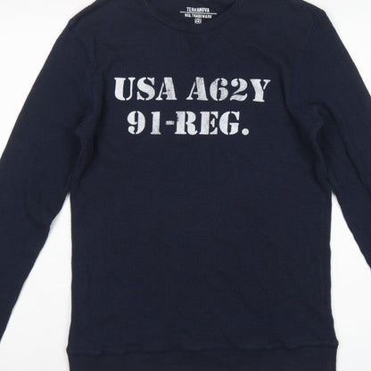 Terranova Mens Blue M USA Army Graphic Long Sleeve Pyjama Top