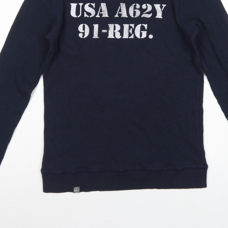 Terranova Mens Blue M USA Army Graphic Long Sleeve Pyjama Top