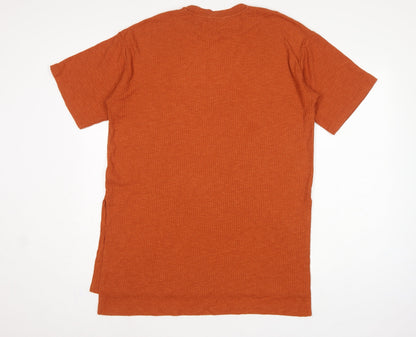 Monki Women Orange UK 12 Ribbed Knit Crew Neck Short Sleeve T-Shirt