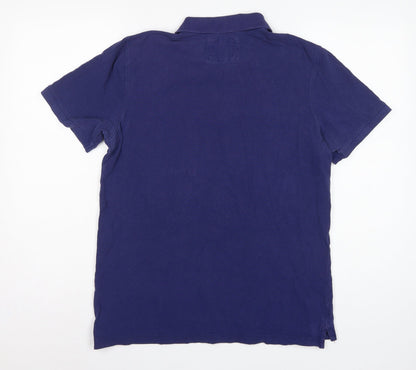 Crew Clothing Company Mens Blue M Cotton Pique Logo Polo Shirt