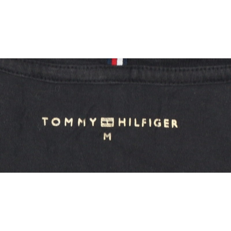Tommy Hilfiger Women Black M Slim V-Neck Cotton Basic T-Shirt