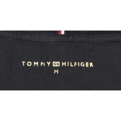 Tommy Hilfiger Women Black M Slim V-Neck Cotton Basic T-Shirt
