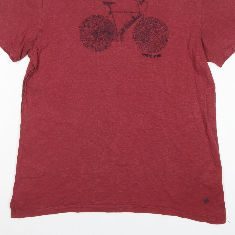 White Stuff Women Red L Basic Cotton Bicycle Graphic T-Shirt